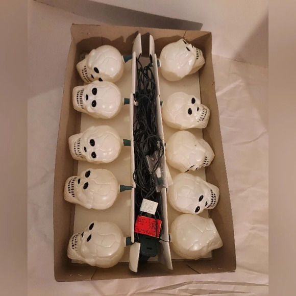 CVS Halloween Screamers Halloween String of Skulls Blow Mold 10 Lights - Picture 7 of 9